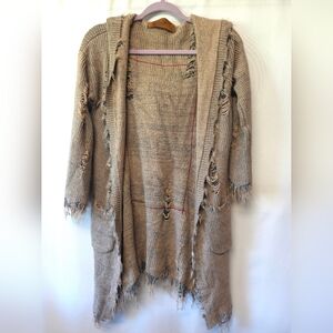 Distressed Tan Knit Cardigan